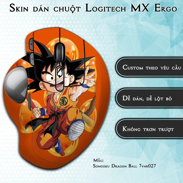 Skin dán chuột Logitech MX Ergo mẫu Songoku Dragon Ball 7vnr027