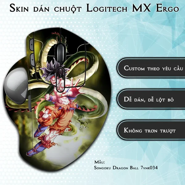 Skin dán chuột Logitech MX Ergo mẫu Songoku Dragon Ball 7vnr034