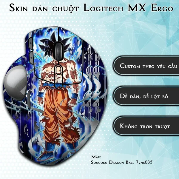 Skin dán chuột Logitech MX Ergo mẫu Songoku Dragon Ball 7vnr035