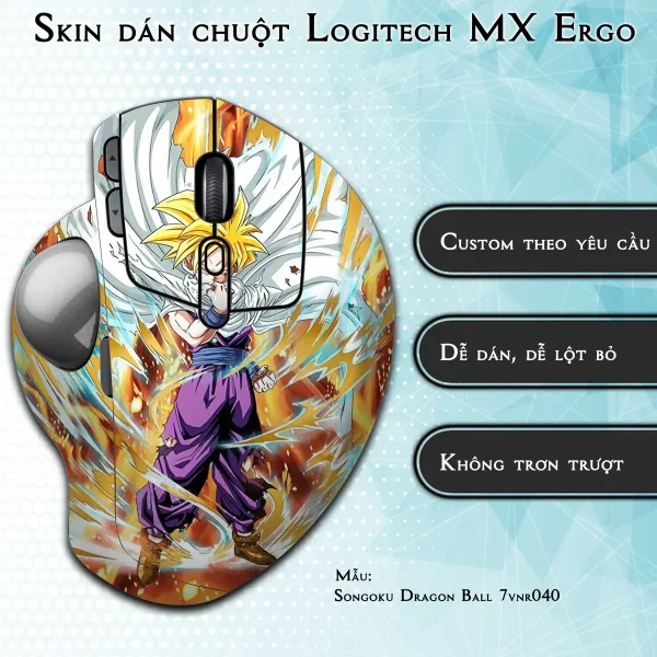Skin dán chuột Logitech MX Ergo mẫu Songoku Dragon Ball 7vnr040