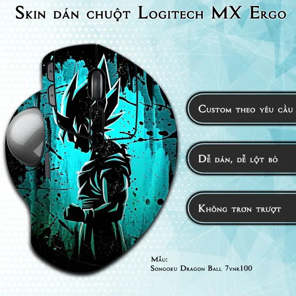 Skin dán chuột Logitech MX Ergo mẫu Songoku Dragon Ball 7vnr100