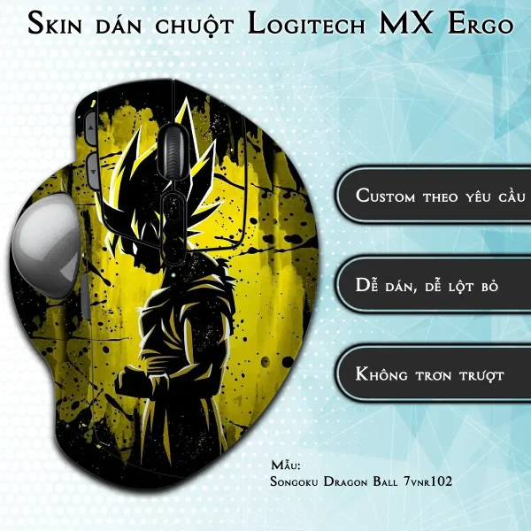 Skin dán chuột Logitech MX Ergo mẫu Songoku Dragon Ball 7vnr102