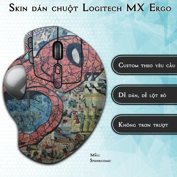 Skin dán chuột Logitech MX Ergo mẫu Spidercomic