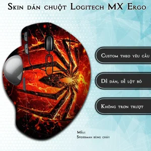Skin dán chuột Logitech MX Ergo mẫu Spiderman bùng cháy