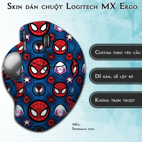 Skin dán chuột Logitech MX Ergo mẫu Spiderman icon