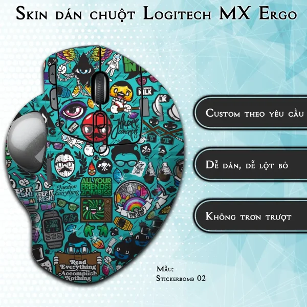 Skin dán chuột Logitech MX Ergo mẫu Stickerbomb 02