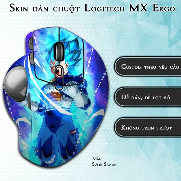 Skin dán chuột Logitech MX Ergo mẫu Super Saiyan