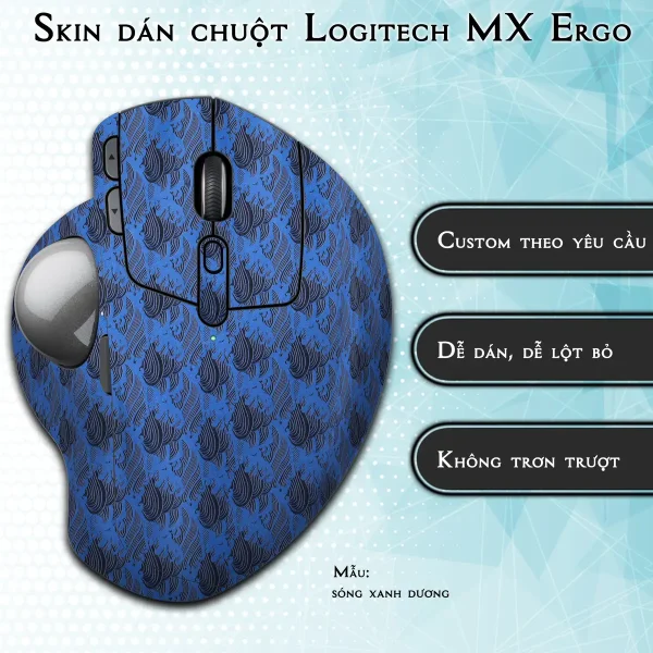 Skin dán chuột Logitech MX Ergo mẫu sóng xanh dương