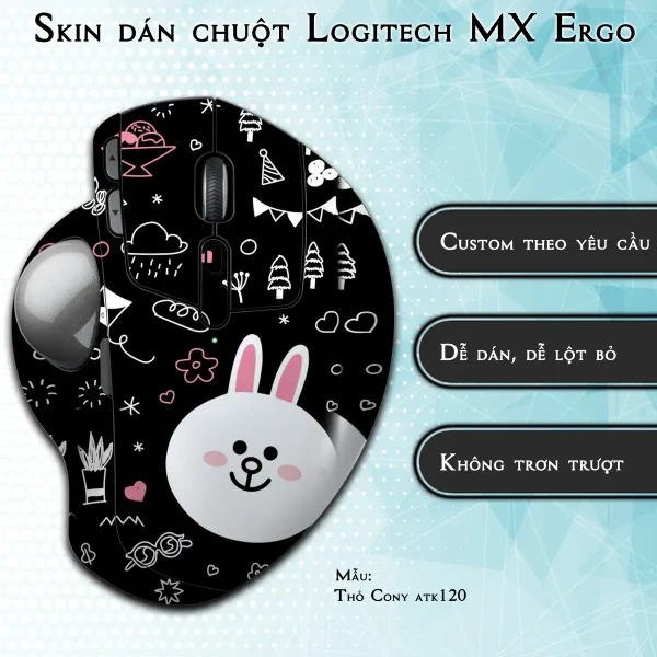 Skin dán chuột Logitech MX Ergo mẫu Thỏ Cony atk120