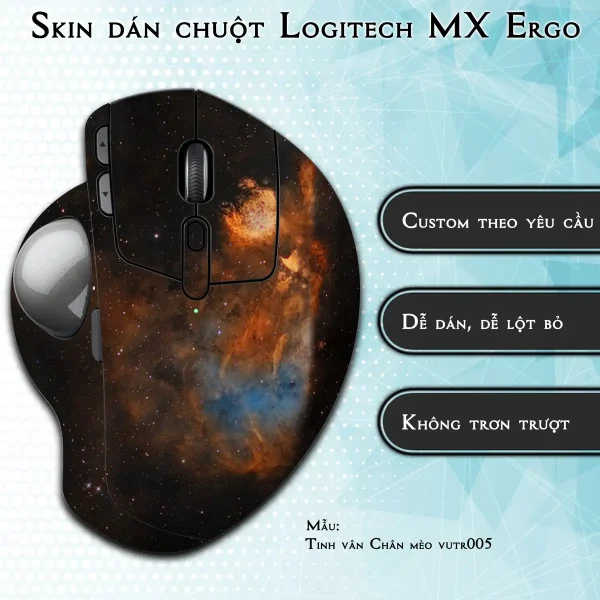 Skin dán chuột Logitech MX Ergo mẫu Tinh vân Chân mèo vutr005