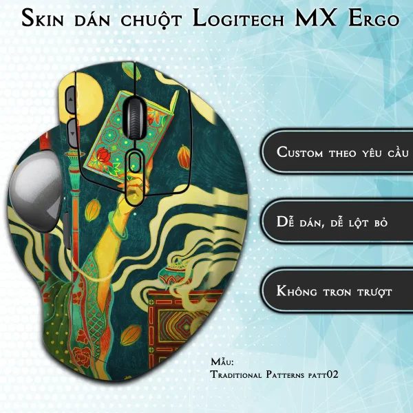 Skin dán chuột Logitech MX Ergo mẫu Traditional Patterns patt02