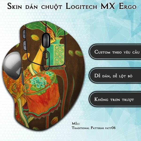 Skin dán chuột Logitech MX Ergo mẫu Traditional Patterns patt06