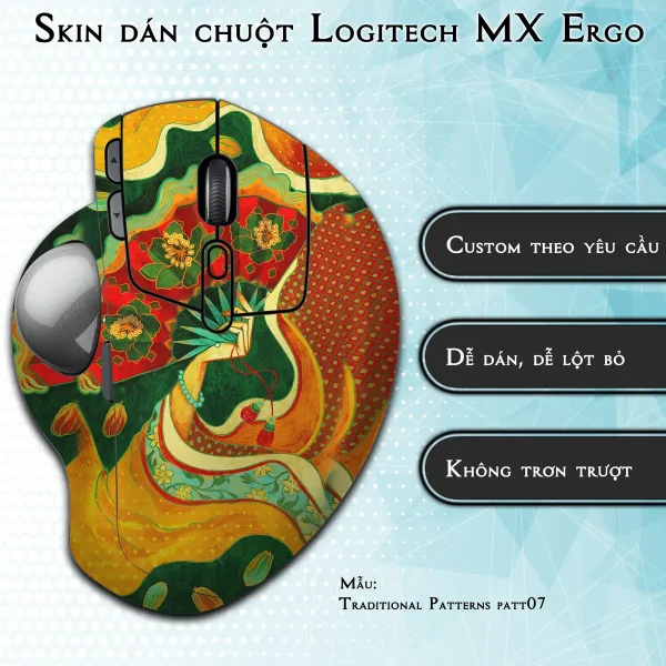 Skin dán chuột Logitech MX Ergo mẫu Traditional Patterns patt07