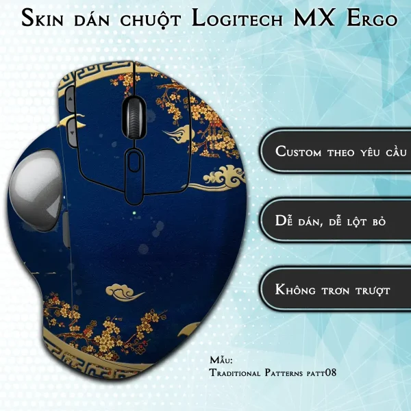 Skin dán chuột Logitech MX Ergo mẫu Traditional Patterns patt08