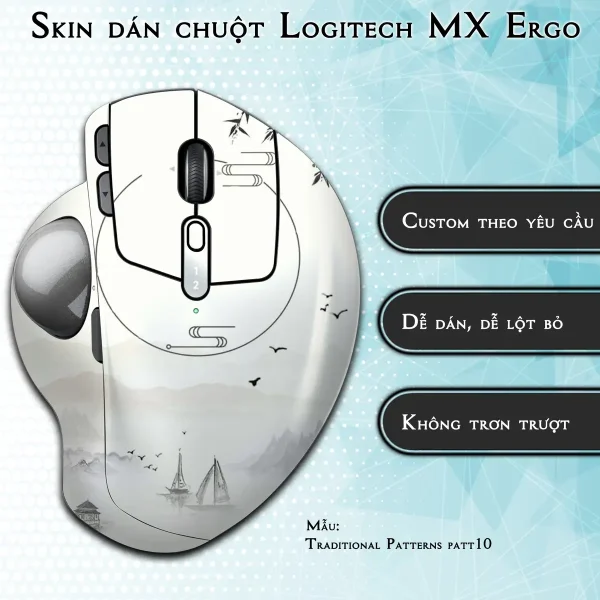 Skin dán chuột Logitech MX Ergo mẫu Traditional Patterns patt10