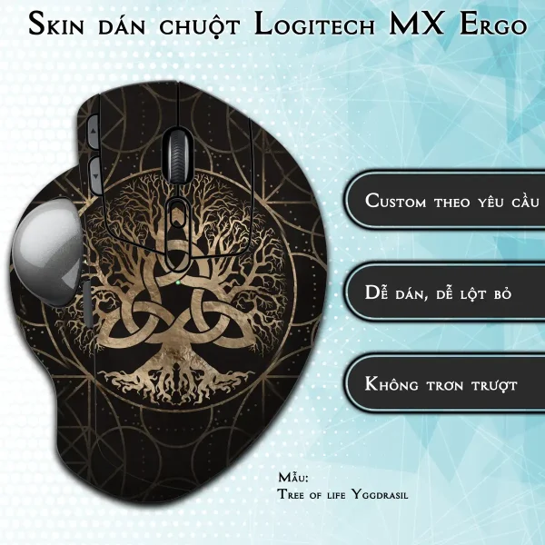 Skin dán chuột Logitech MX Ergo mẫu Tree of life Yggdrasil