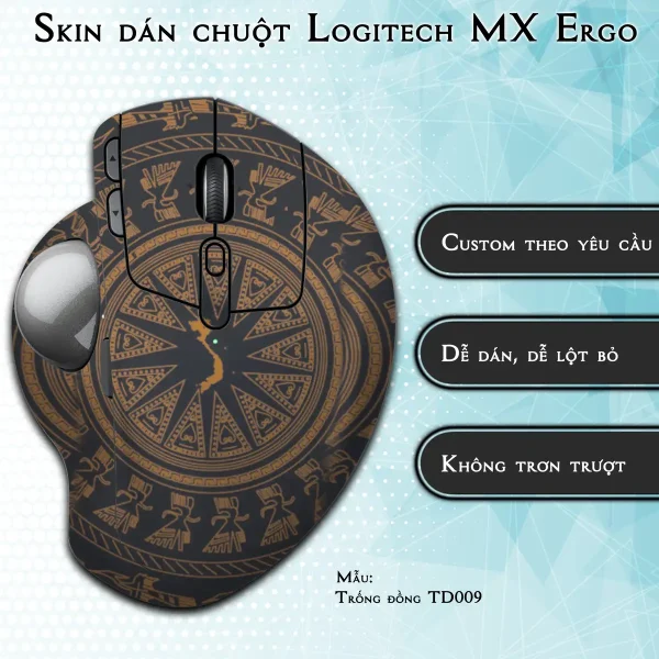Skin dán chuột Logitech MX Ergo mẫu Trống đồng TD009