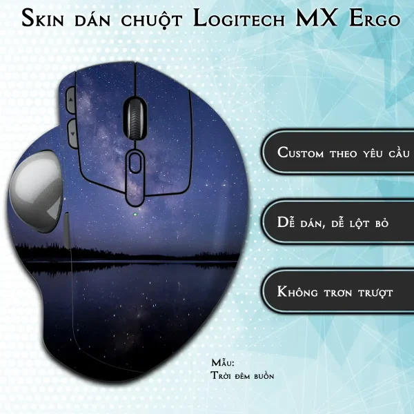 Skin dán chuột Logitech MX Ergo mẫu Trời đêm buồn