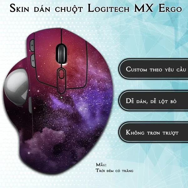 Skin dán chuột Logitech MX Ergo mẫu Trời đêm có trăng
