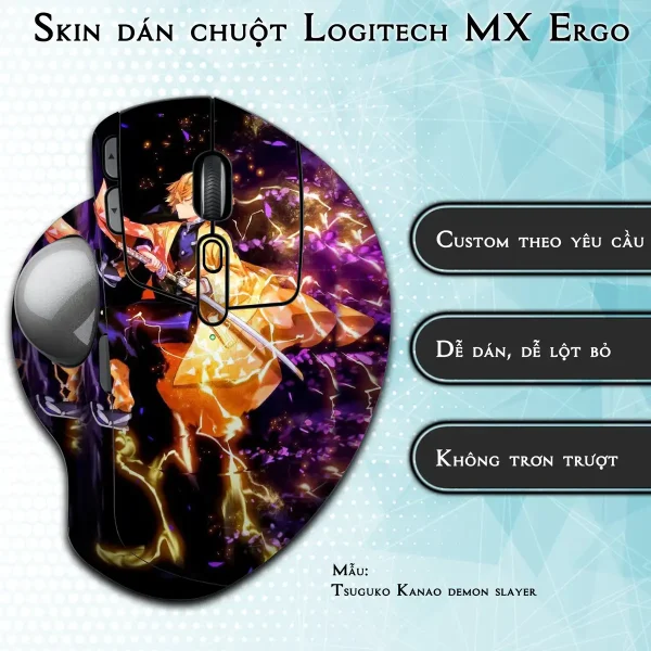 Skin dán chuột Logitech MX Ergo mẫu Tsuguko Kanao demon slayer