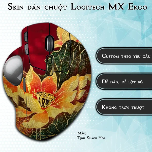 Skin dán chuột Logitech MX Ergo mẫu Tịnh Khách Hoa