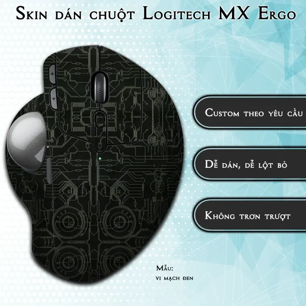 Skin dán chuột Logitech MX Ergo mẫu vi mạch đen