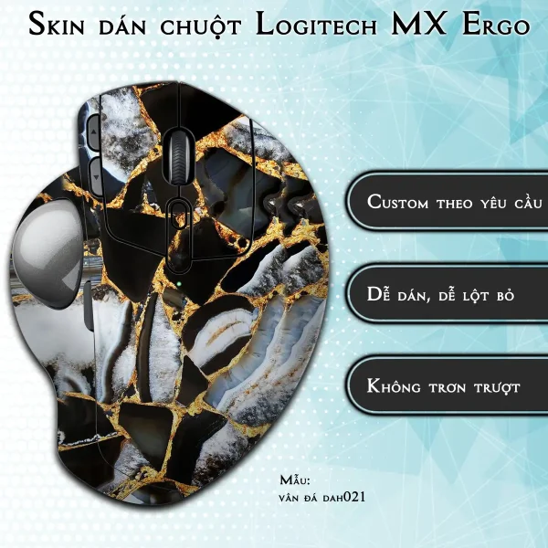 Skin dán chuột Logitech MX Ergo mẫu vân đá dah021
