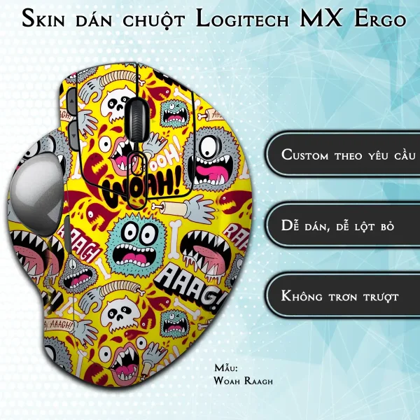Skin dán chuột Logitech MX Ergo mẫu Woah Raagh