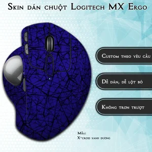 Skin dán chuột Logitech MX Ergo mẫu X-cross xanh dương