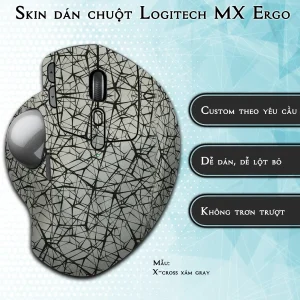 Skin dán chuột Logitech MX Ergo mẫu X-cross xám gray