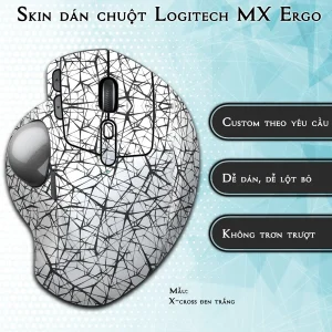 Skin dán chuột Logitech MX Ergo mẫu X-cross đen trắng