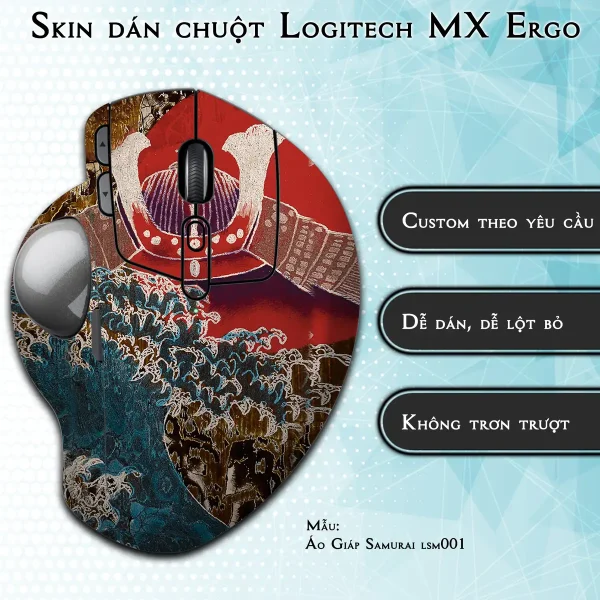 Skin dán chuột Logitech MX Ergo mẫu Áo Giáp Samurai lsm001
