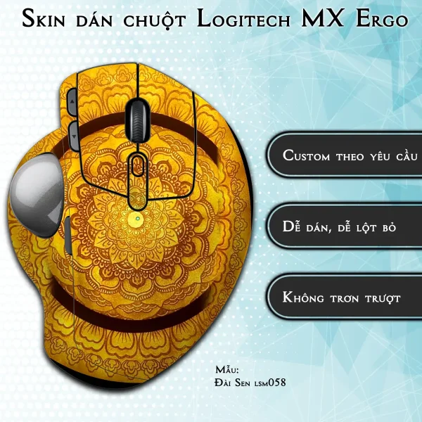 Skin dán chuột Logitech MX Ergo mẫu Đài Sen lsm058