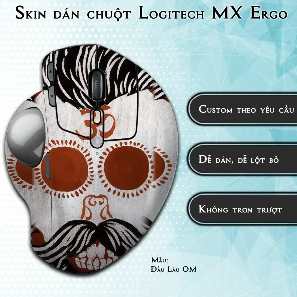 Skin dán chuột Logitech MX Ergo mẫu Đầu Lâu OM