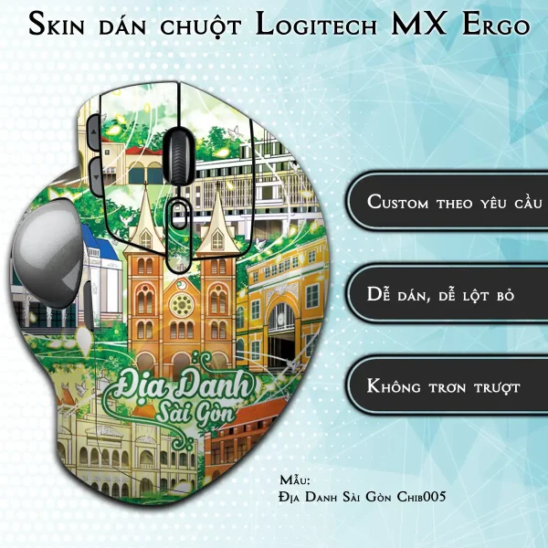 Skin dán chuột Logitech MX Ergo mẫu Địa Danh Sài Gòn Chib005