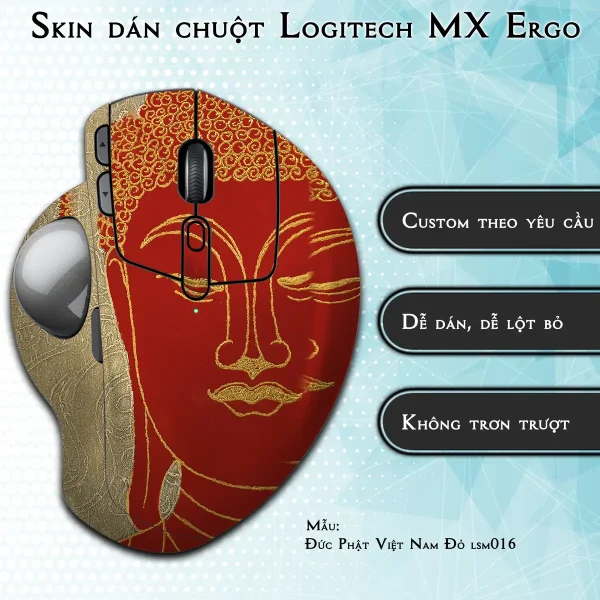 Skin dán chuột Logitech MX Ergo mẫu Đức Phật Việt Nam Đỏ lsm016