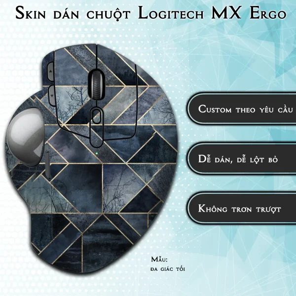 Skin dán chuột Logitech MX Ergo mẫu đa giác tối
