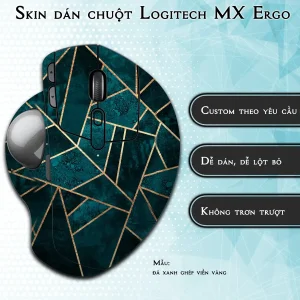 Skin dán chuột Logitech MX Ergo mẫu đá xanh ghép viền vàng