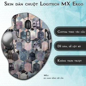 Skin dán chuột Logitech MX Ergo mẫu đá xanh hồng xếp lẫn