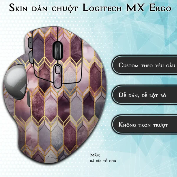 Skin dán chuột Logitech MX Ergo mẫu đá xếp tổ ong