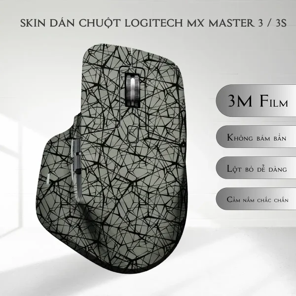 Skin dán chuột Logitech MX Master 2, 2s, 3, 3s mẫu Cross Line xám
