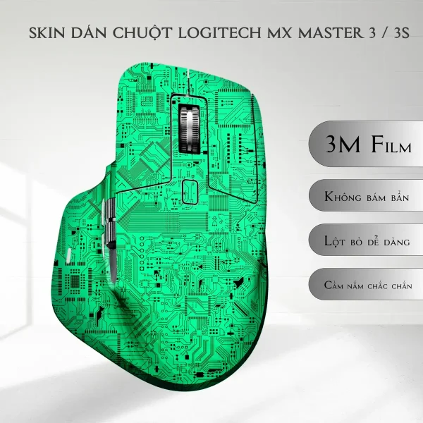 Skin dán chuột Logitech MX Master 2, 2s, 3, 3s mẫu Glow Circuit