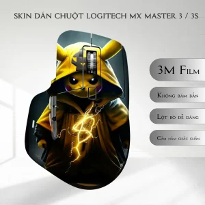 Skin dán chuột Logitech MX Master 2, 2s, 3, 3s mẫu Lôi Thần Pikachu