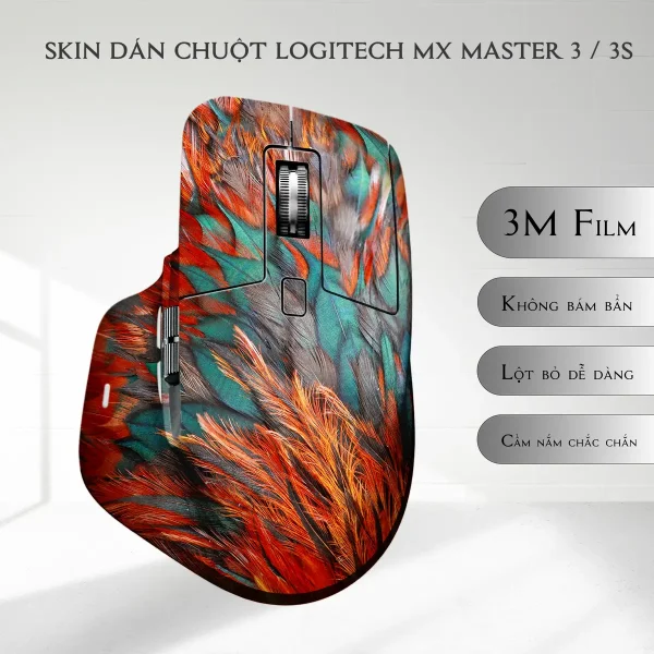 Skin dán chuột Logitech MX Master 2, 2s, 3, 3s mẫu Lông vũ feat07