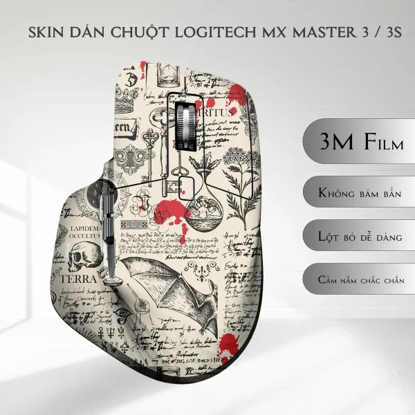 Skin dán chuột Logitech MX Master 2, 2s, 3, 3s mẫu Phong cách Gothic