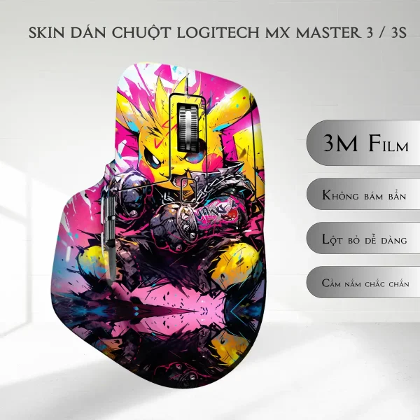 Skin dán chuột Logitech MX Master 2, 2s, 3, 3s mẫu Pikachu