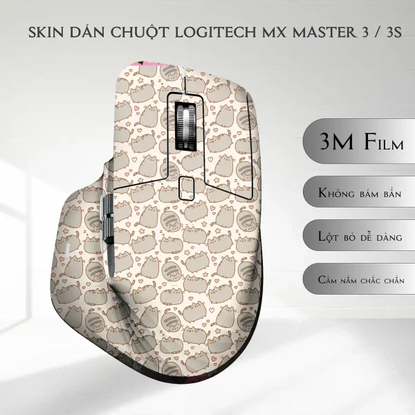 Skin dán chuột Logitech MX Master 2, 2s, 3, 3s mẫu Pusheen The Cat