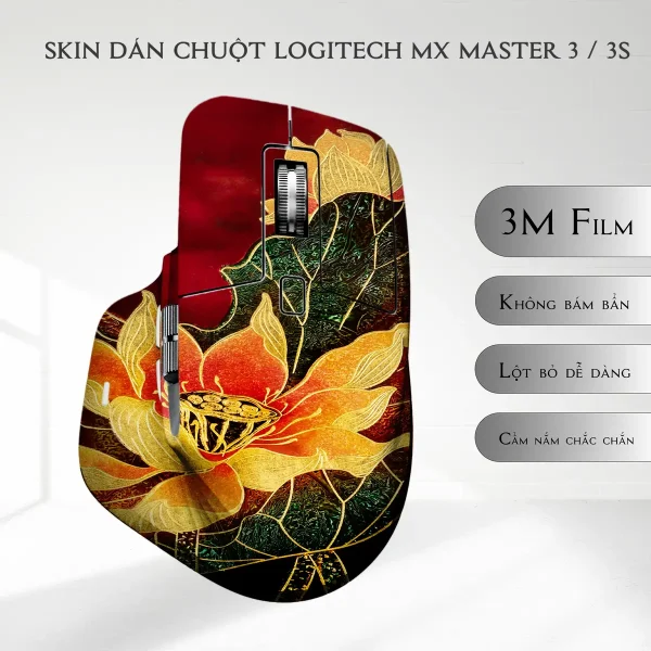 Skin dán chuột Logitech MX Master 2, 2s, 3, 3s mẫu Sen vàng