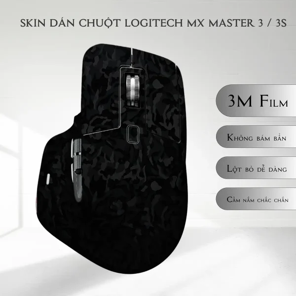 Skin dán chuột Logitech MX Master 2, 2s, 3, 3s mẫu Shadow Black