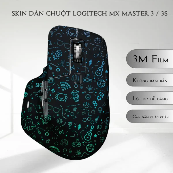 Skin dán chuột Logitech MX Master 2, 2s, 3, 3s mẫu Sketches Gradient Doodle